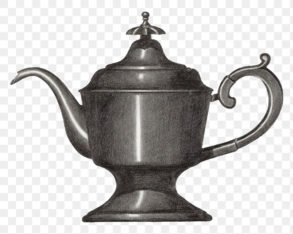 Vintage coffee pot png illustration, remixed from the artwork by Herman Bader