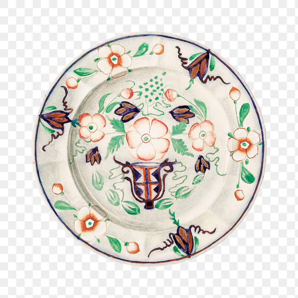 Vintage plate png illustration, remixed from the artwork by Byron Dingman
