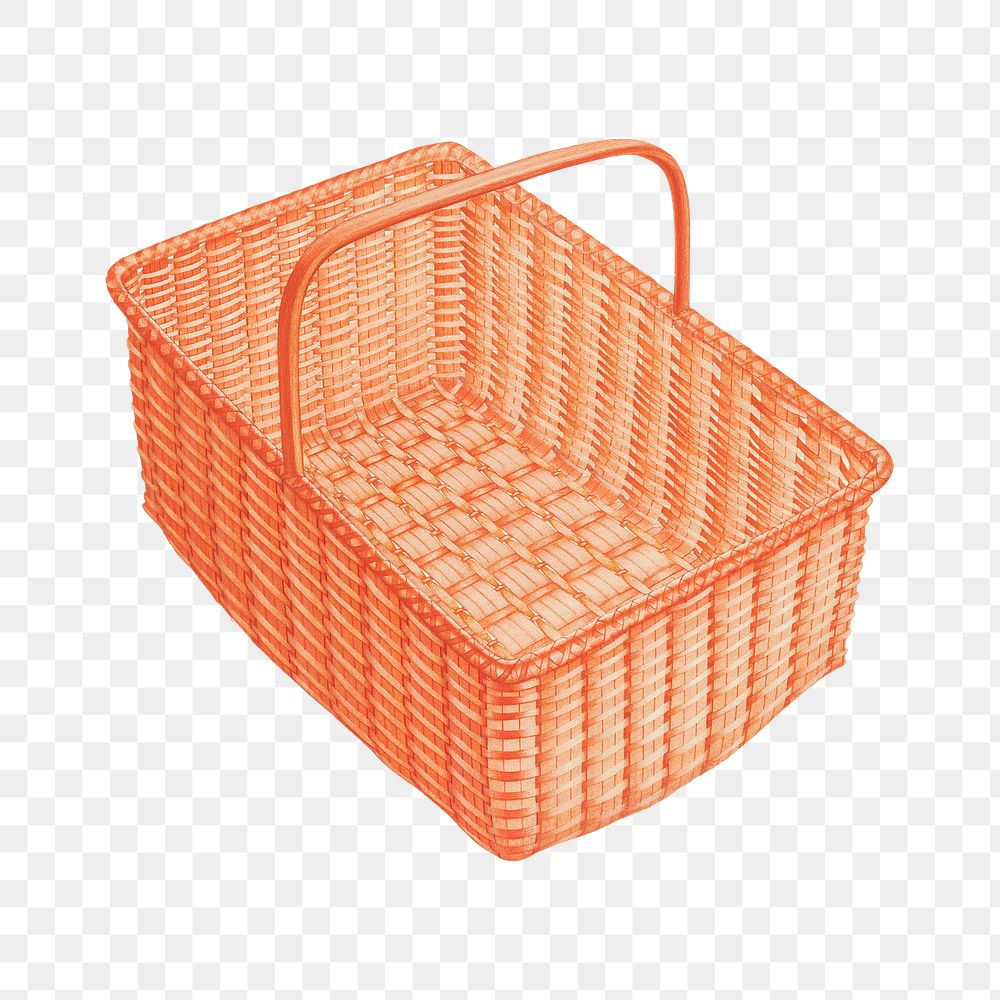 Vintage laundry basket png illustration, remixed from the artwork by Orville A. Carroll