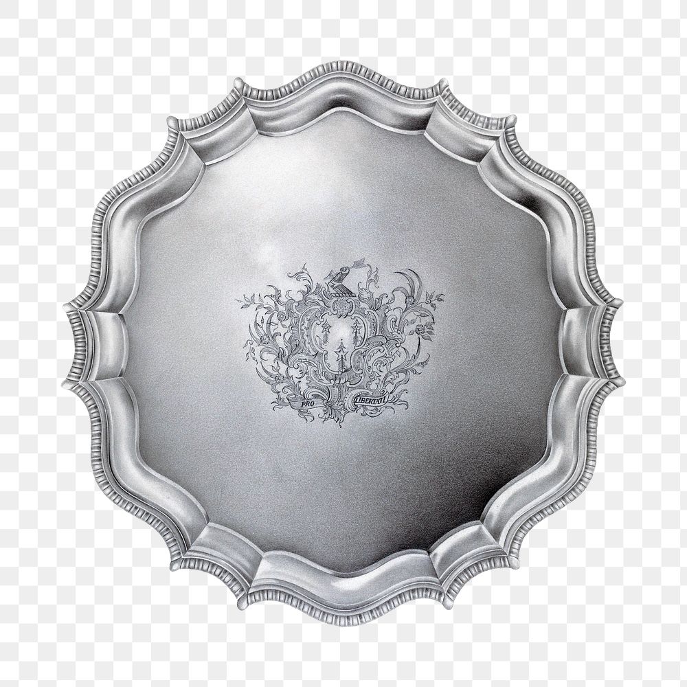 Vintage silver tray png illustration, remixed from the artwork by Horace Reina