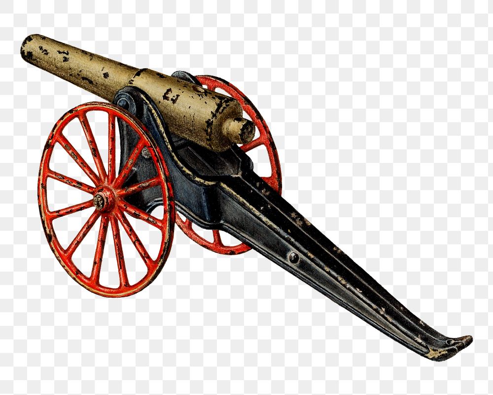 Vintage toy cannon png illustration, remixed from the artwork by Charles Henning
