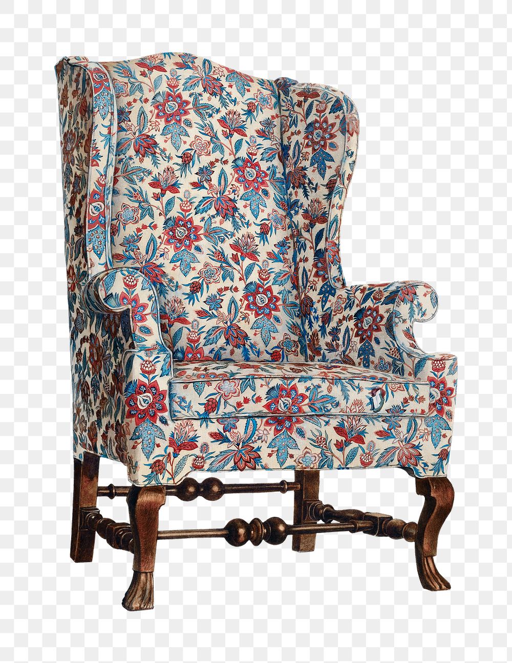 Vintage wing chair png illustration, remixed from the artwork by Rolland Livingstone