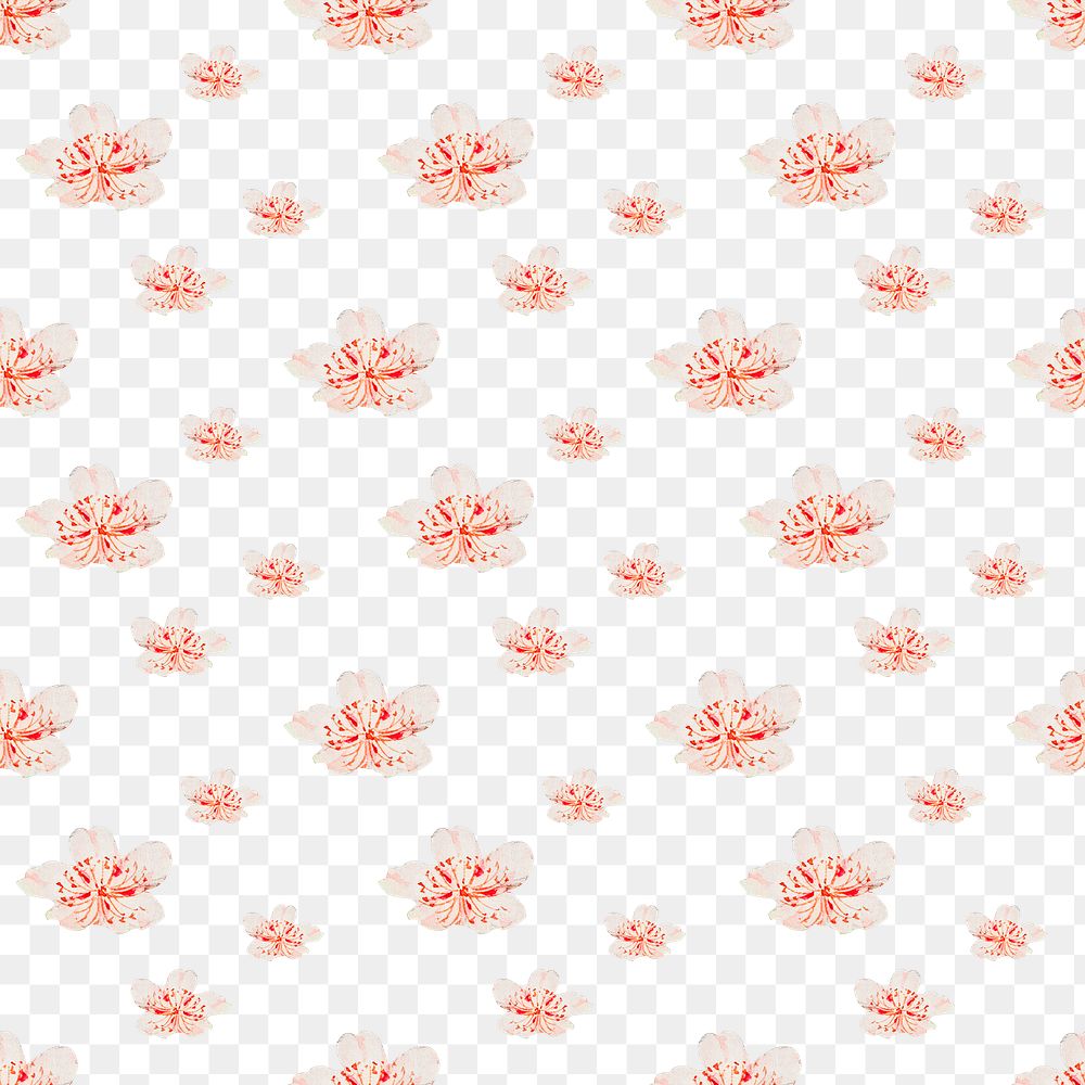 Japanese floral seamless pattern transparent background, remix from artworks by Megata Morikaga