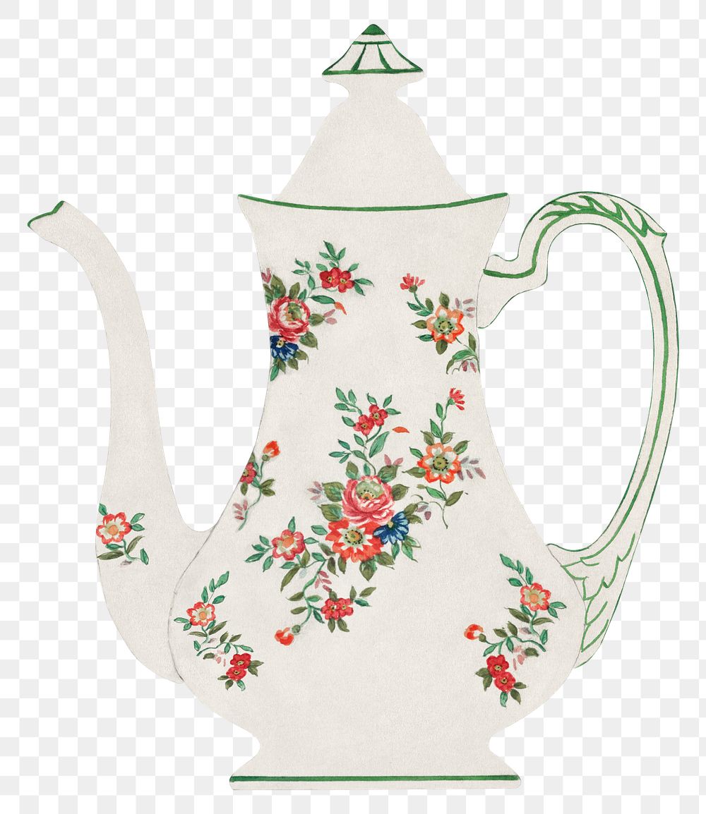 Vintage flowers and leaves  teapot, remixed from Noritake factory china porcelain tableware design