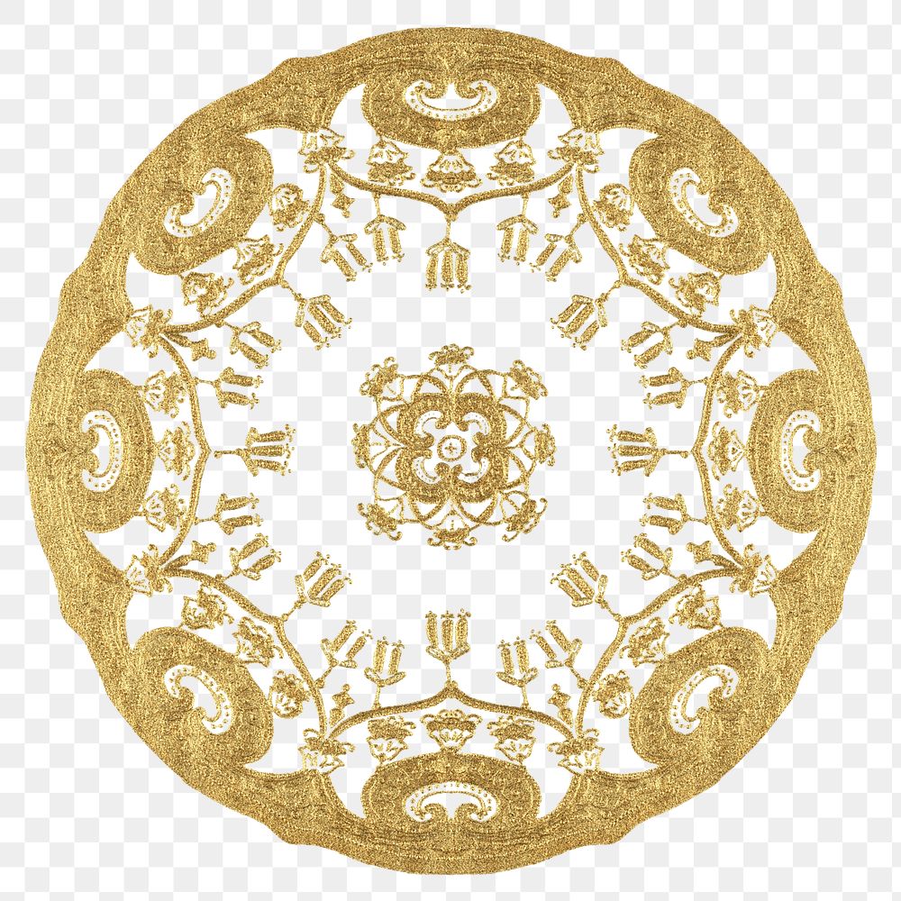 Png Vintage gold mandala transparent ornament, remixed from Noritake factory china porcelain tableware design