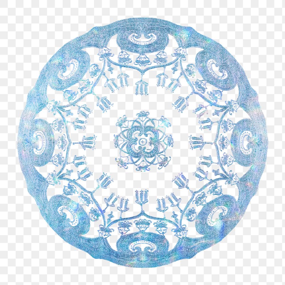 Vintage png blue mandala ornament, remixed from Noritake factory china porcelain tableware design