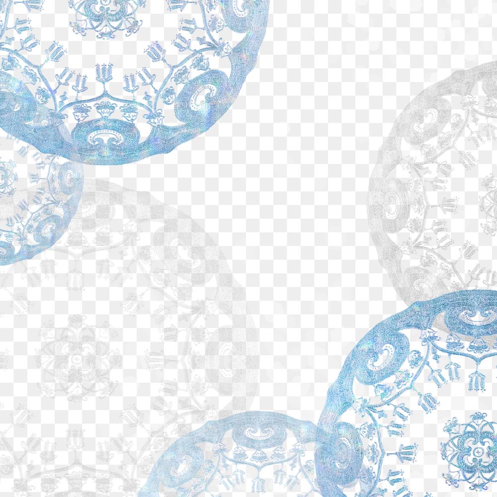 Png Vintage floral mandala pattern background in blue, remixed from Noritake factory china porcelain tableware design