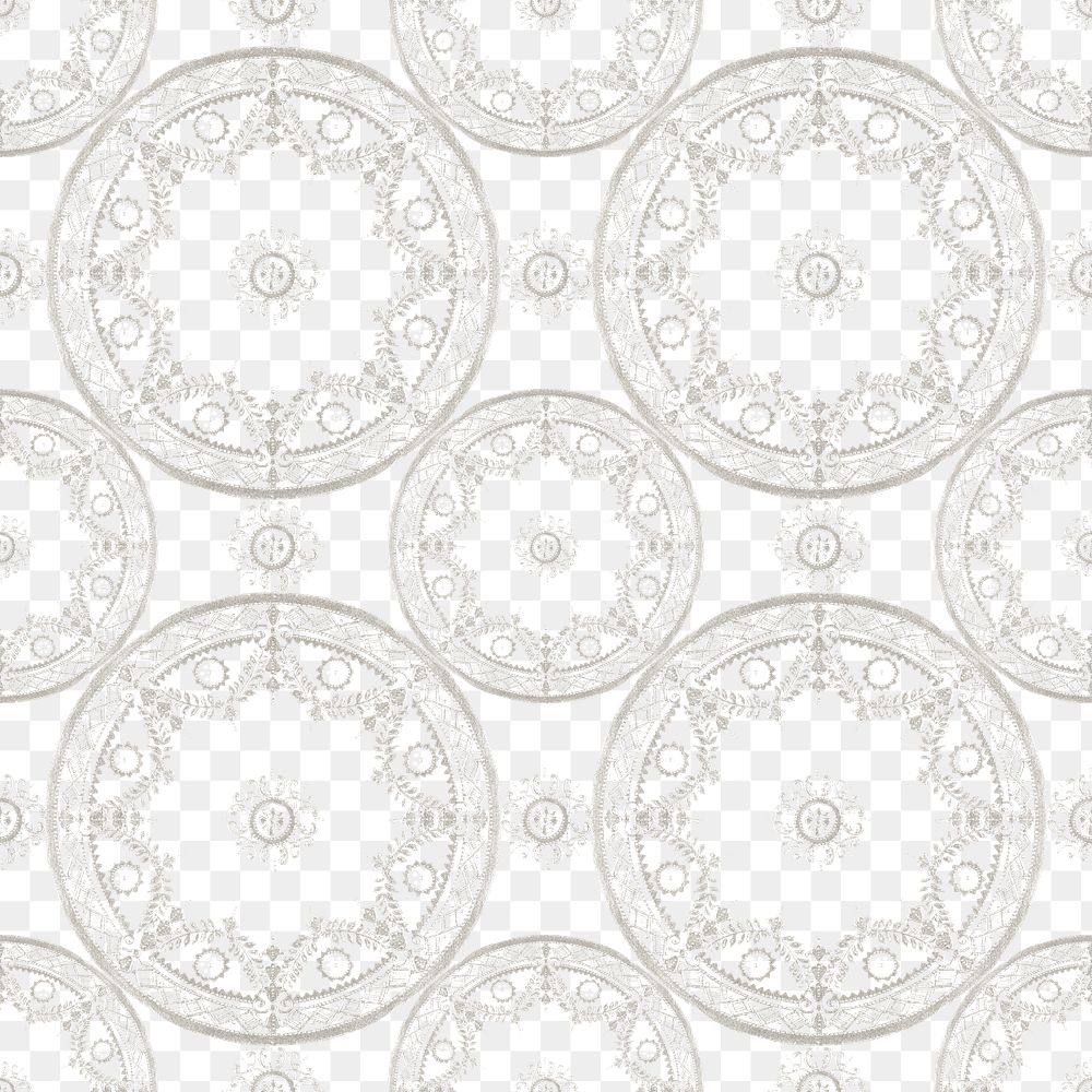 Vintage png floral mandala  pattern background in gray, remixed from Noritake factory china porcelain tableware design