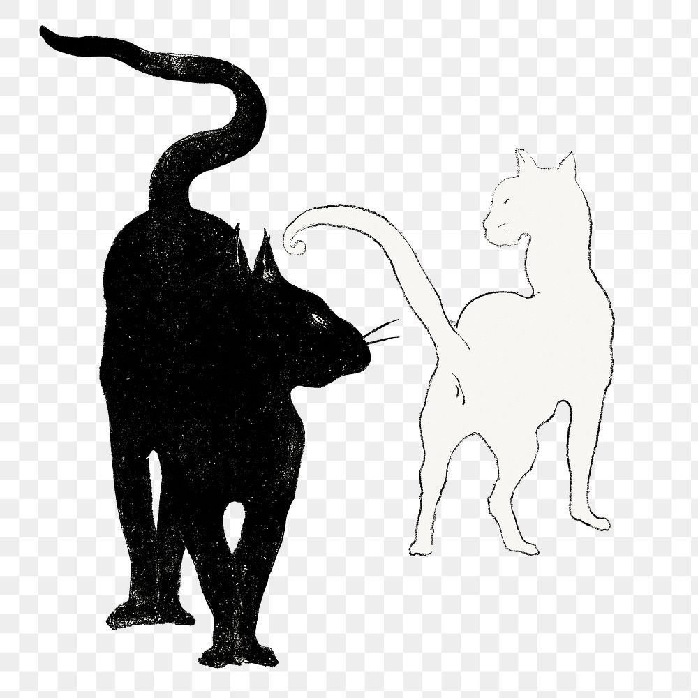 Cats png vintage animal sticker, remixed from artworks by &Eacute;douard Manet