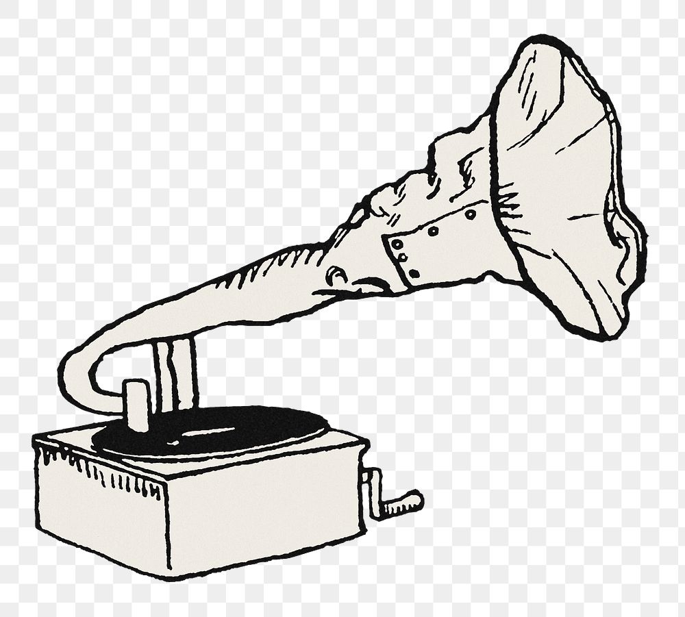 Png gramophone vintage vinyl player art print, remixed from artworks by Moriz Jung