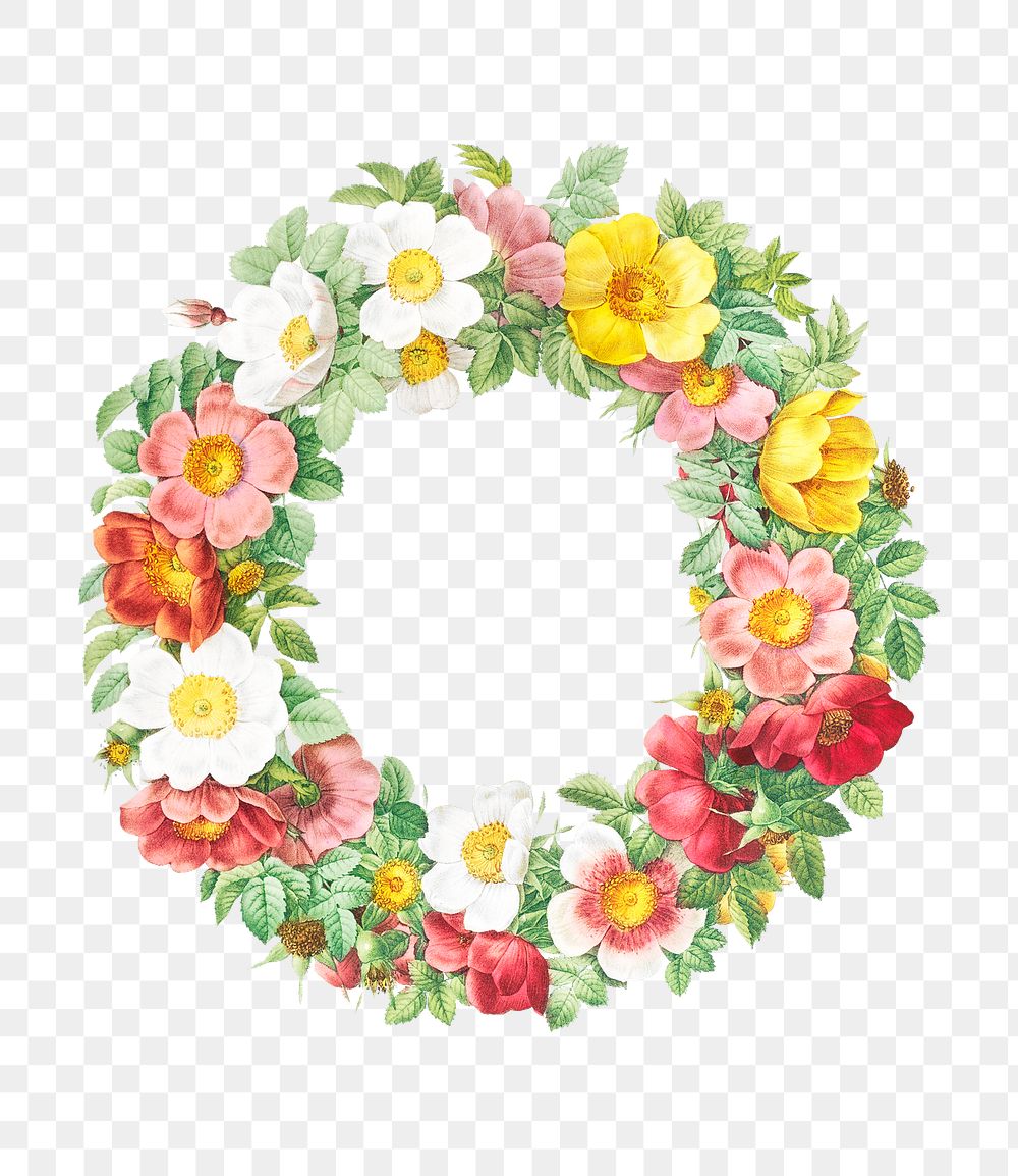 Decorative floral wreath transparent png