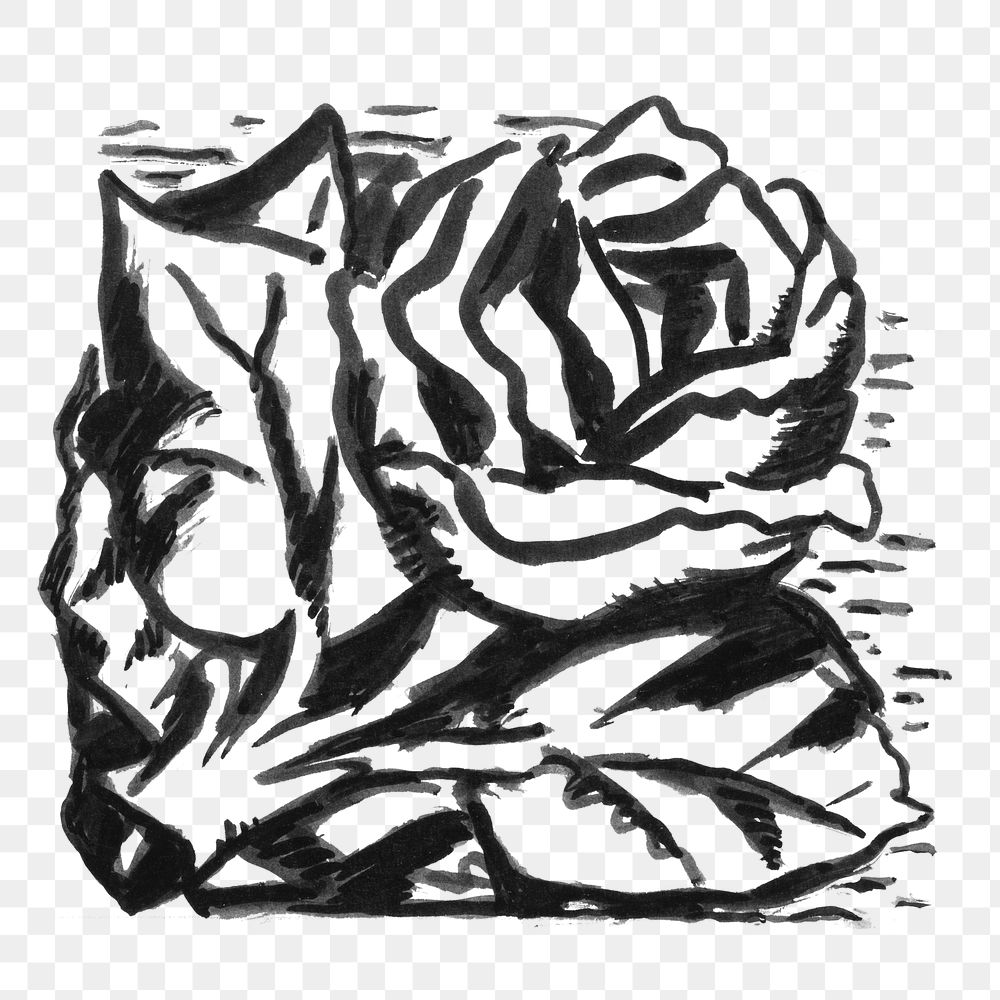 Rose png vintage drawing, remixed from artworks from Leo Gestel