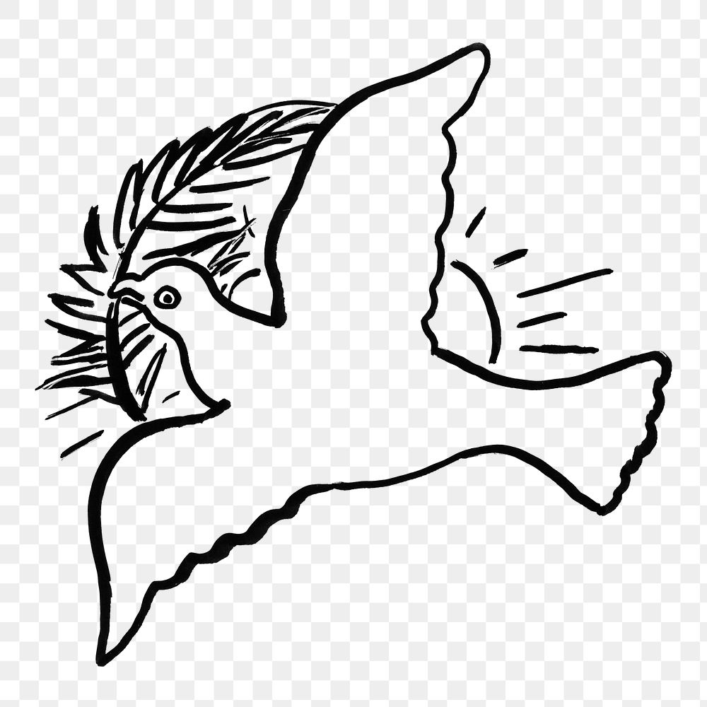 Vintage peace dove png hand drawn illustration, remixed from artworks from Leo Gestel