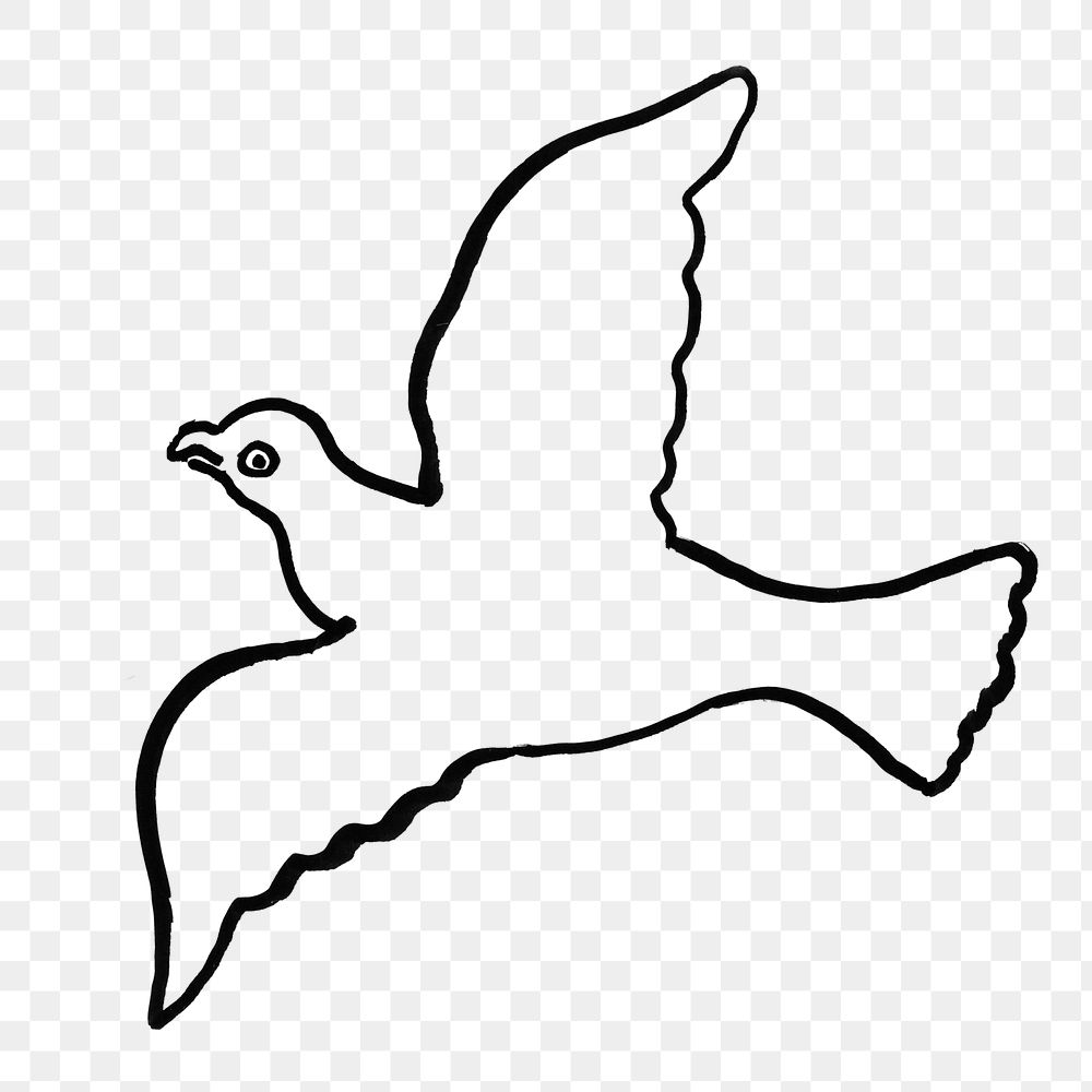 Vintage dove png hand drawn illustration, remixed from artworks from Leo Gestel
