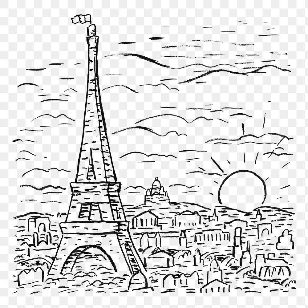 Eiffel tower png sticker, remixed from artworks from Leo Gestel