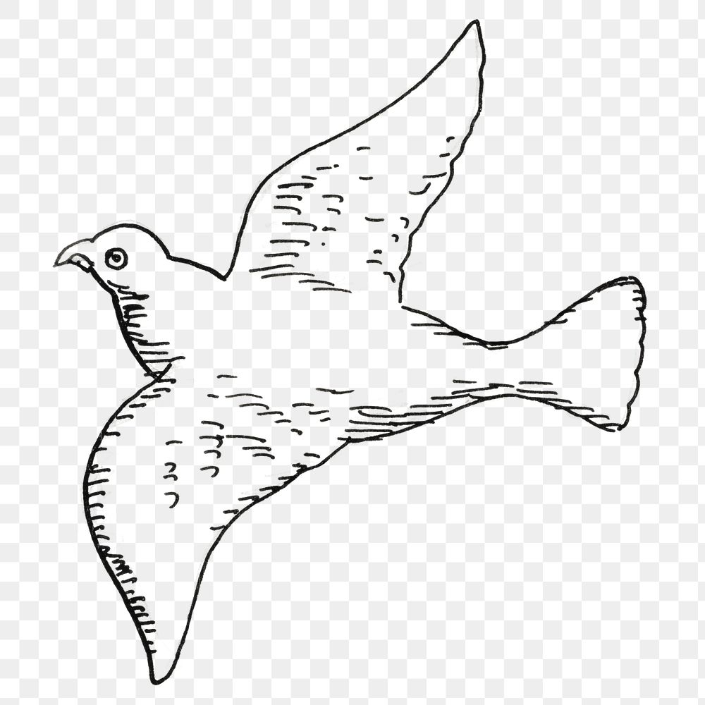 Vintage dove png hand drawn illustration, remixed from artworks from Leo Gestel