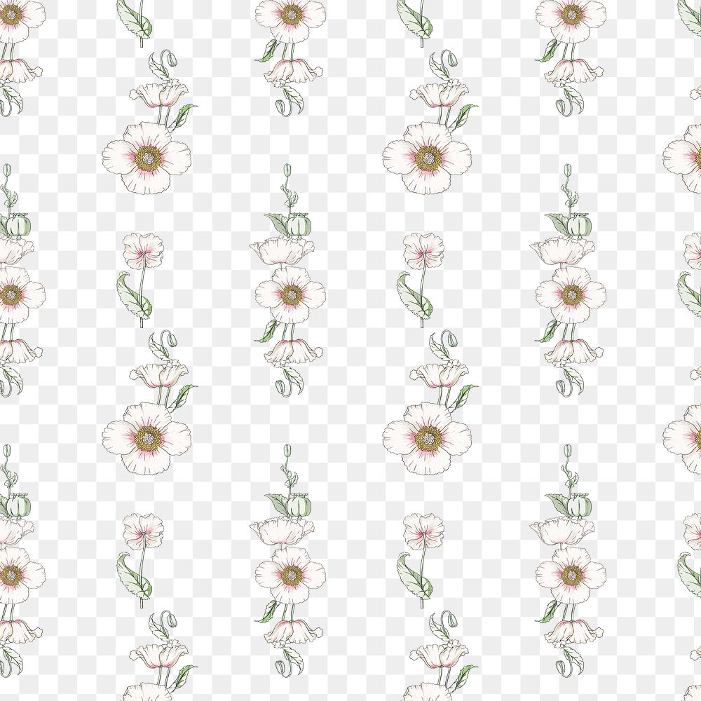 Vintage poppy flower pattern transparent png design resource