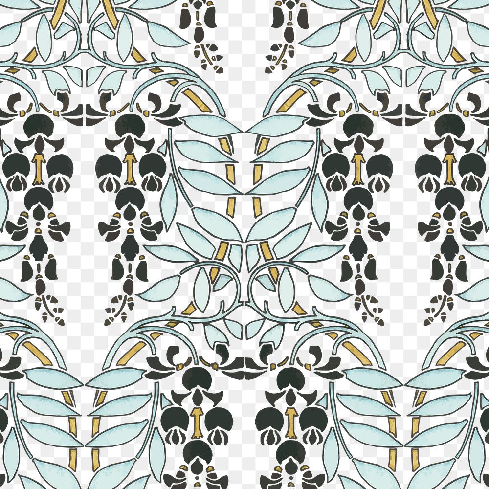 Art nouveau wisteria flower pattern transparent png design resource