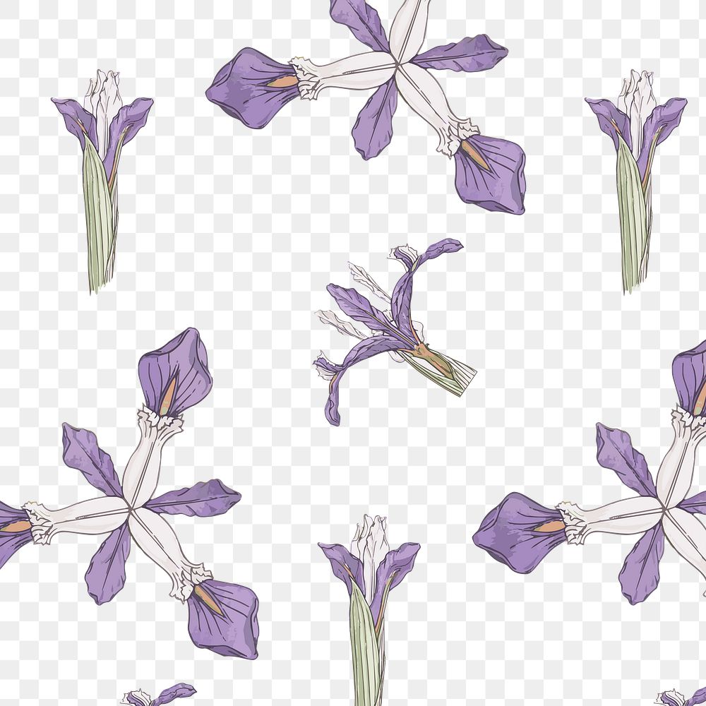 Iris flower patterned transparent png design element
