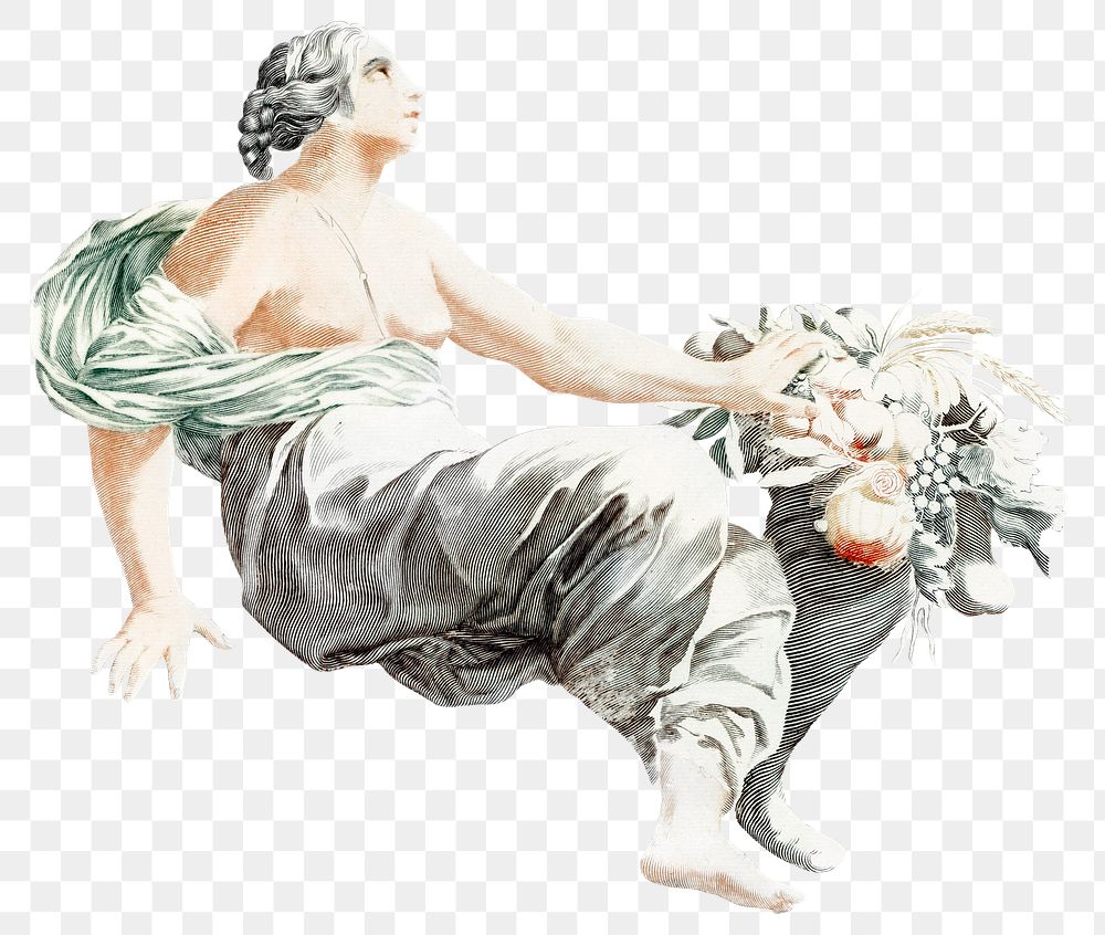 Ancient Greek goddess png sticker vintage illustration