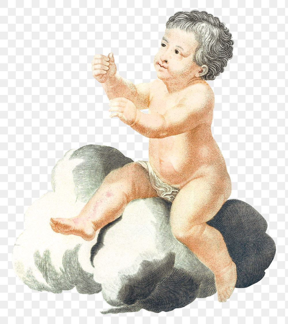 Renaissance style baby drawing png sticker