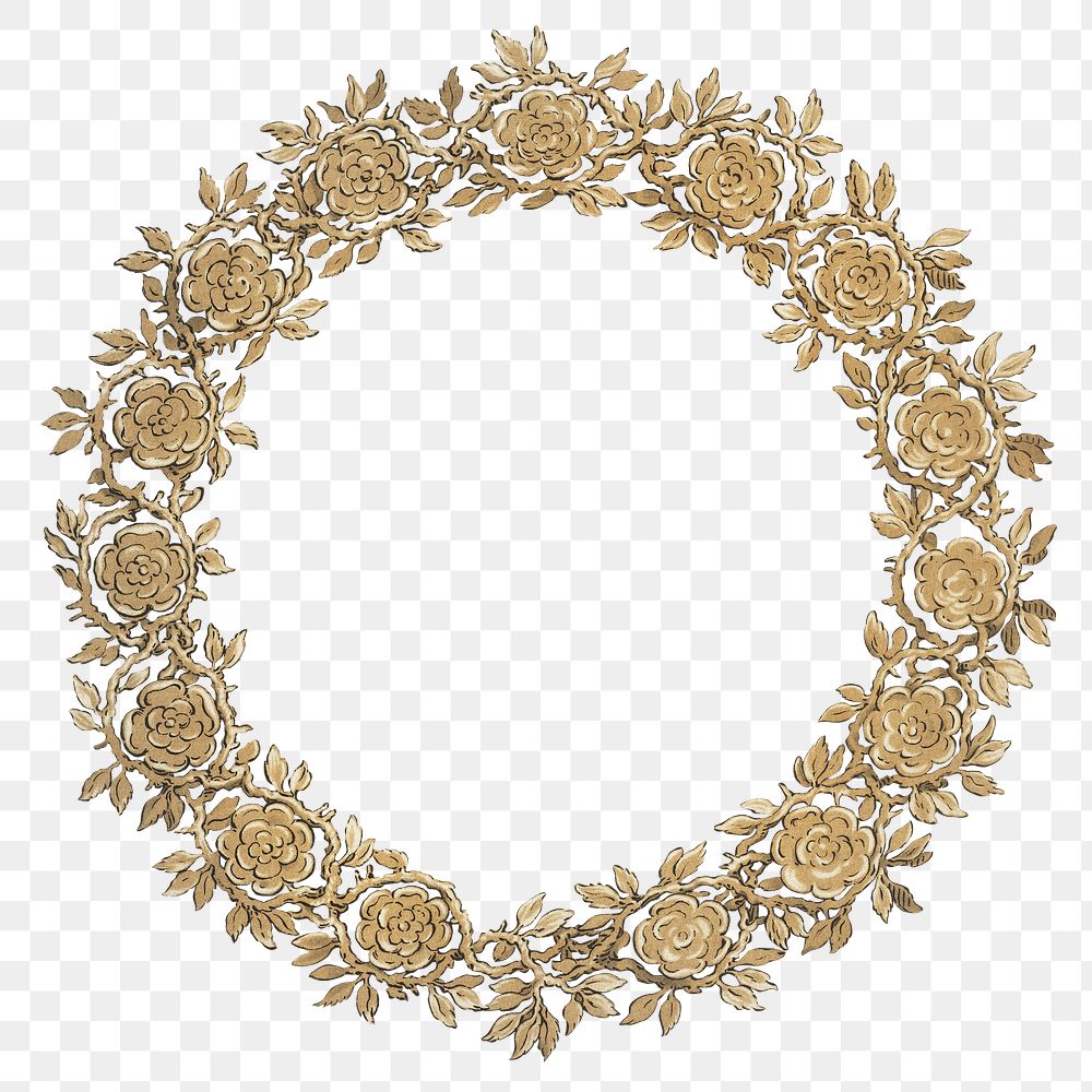Vintage gold flower wreath illustration
