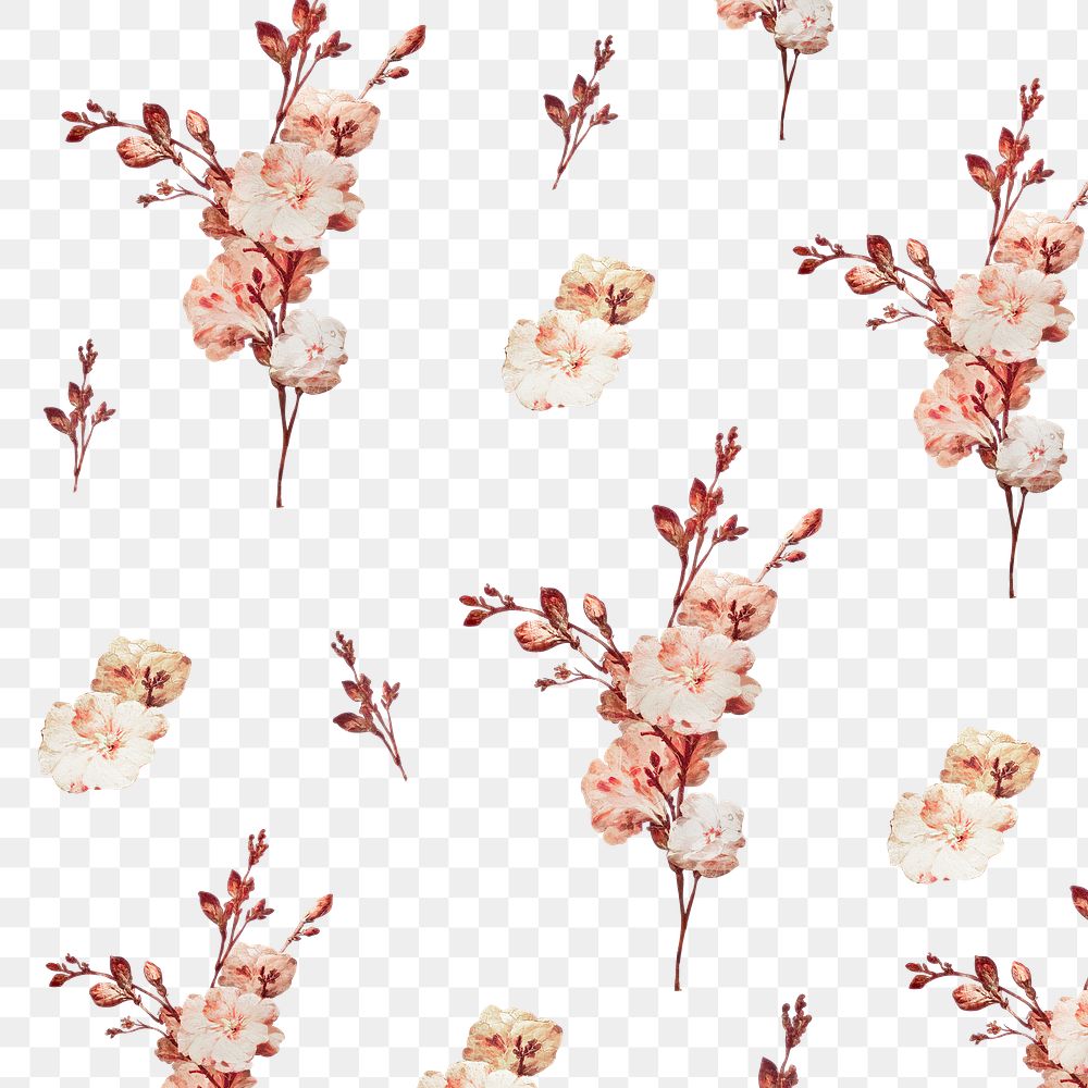 Vintage seamless floral pattern illustration transparent png