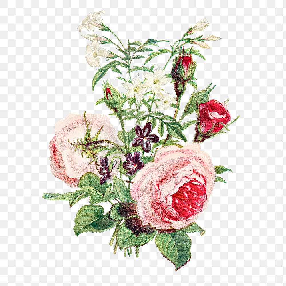 Vintage flower bouquet transparent png