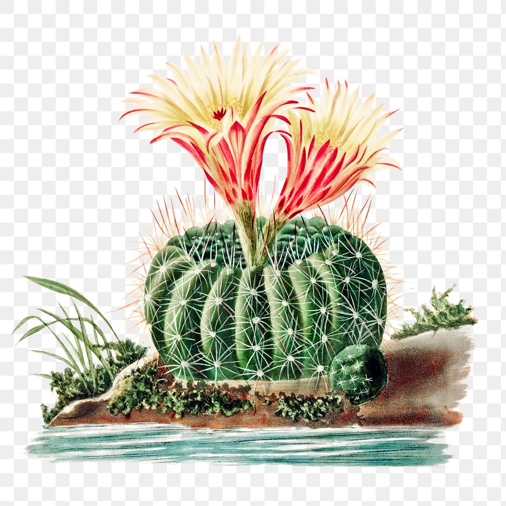 Vintage sun cup cactus design element