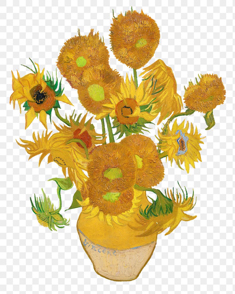 Png Vincent Van Gogh&rsquo;s Sunflowers sticker, famous flower artwork on transparent background, remastered by rawpixel
