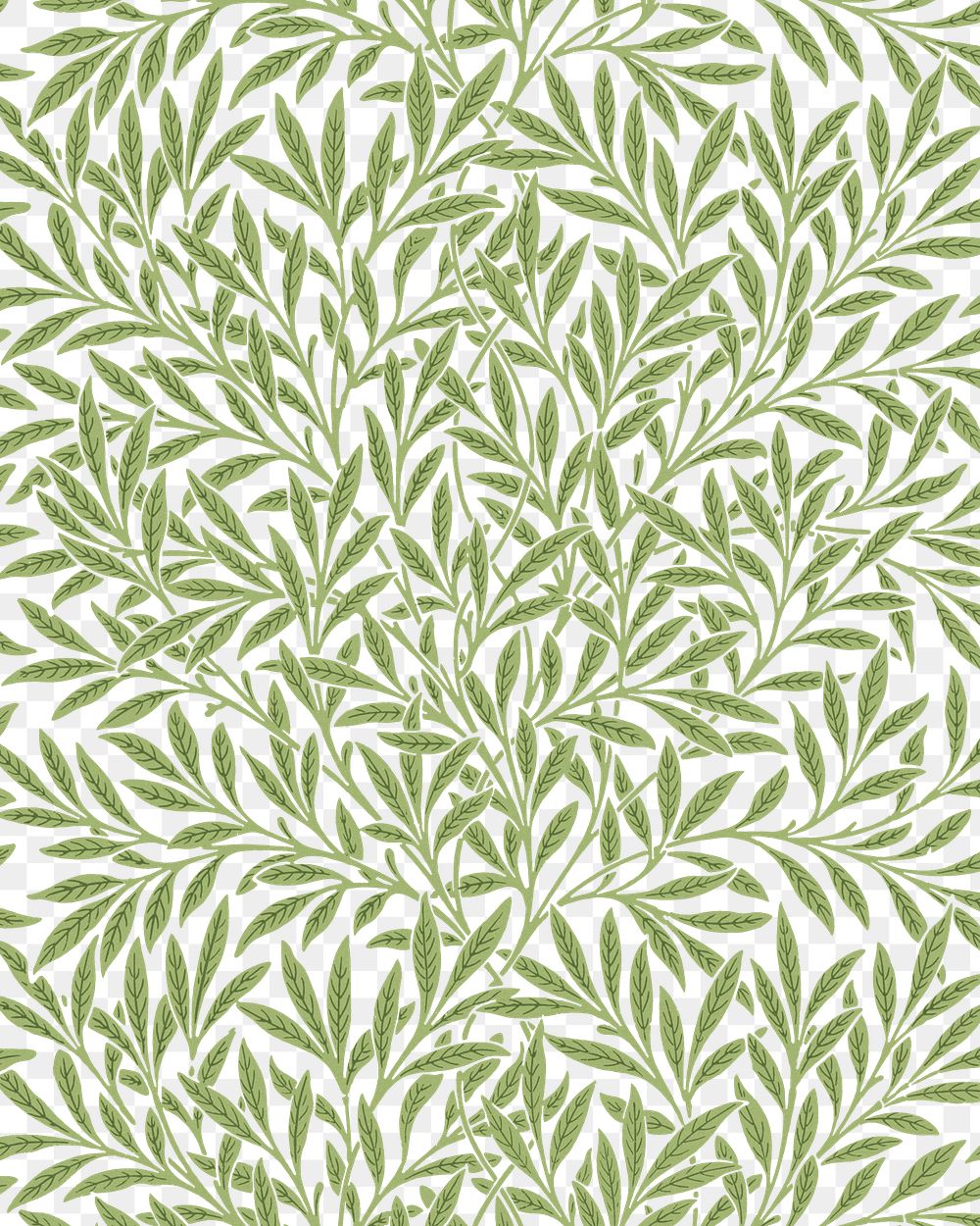 William Morris's png vintage pattern, green willow illustration, remix from the original artwork