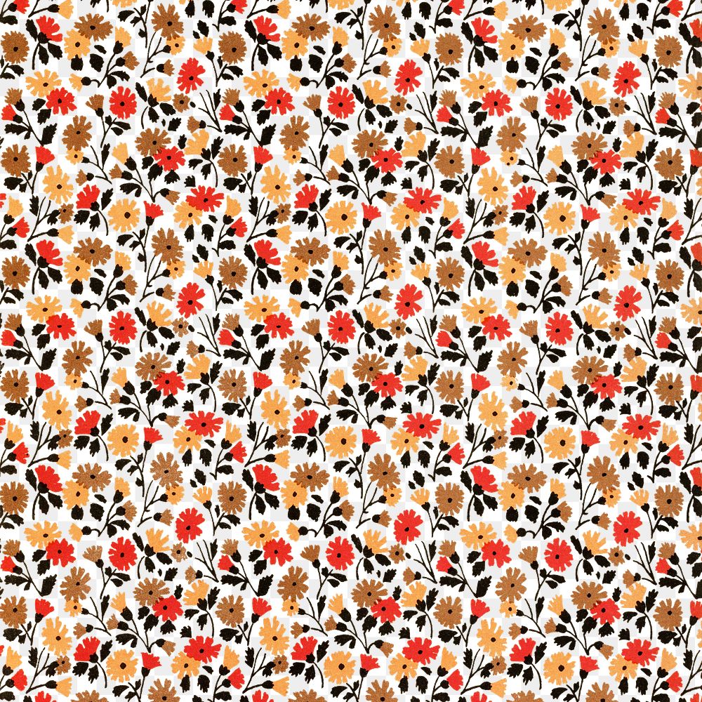 Spring pattern background png transparent, vintage flower illustration psd, remix from the artwork of Charles Goy