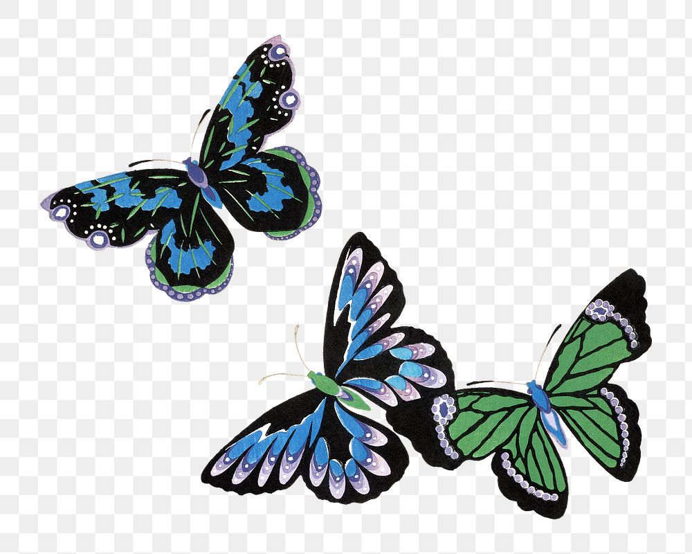  Japanese art butterfly png sticker, drawing illustration