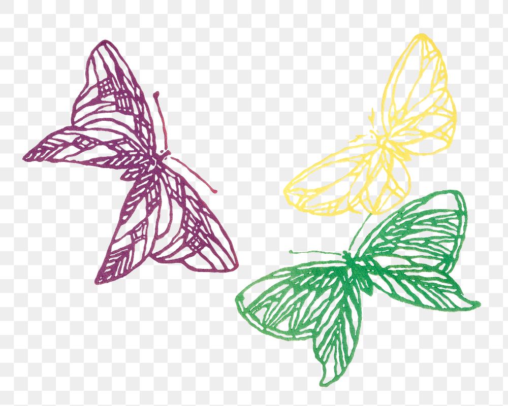 Butterfly png sticker, colorful vintage design, transparent background