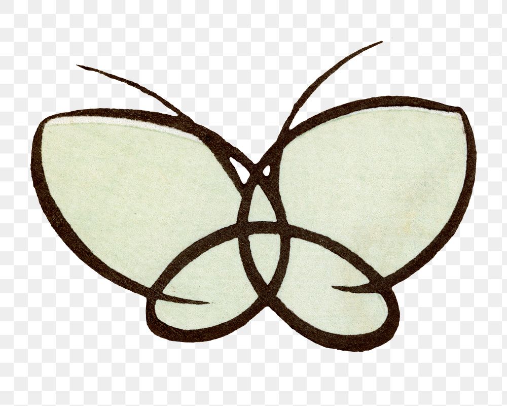 Butterfly doodle png sticker, green vintage design, transparent background