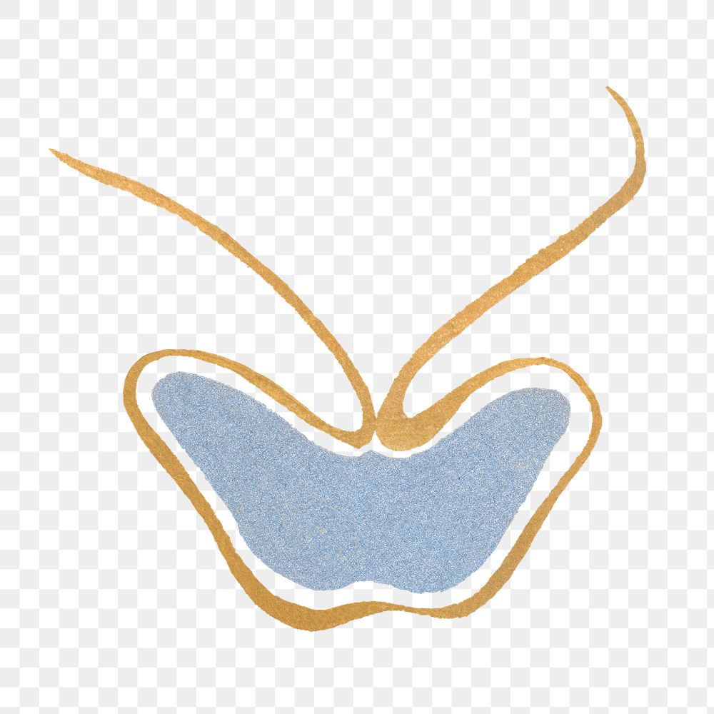 Butterfly doodle png sticker, blue vintage design, transparent background