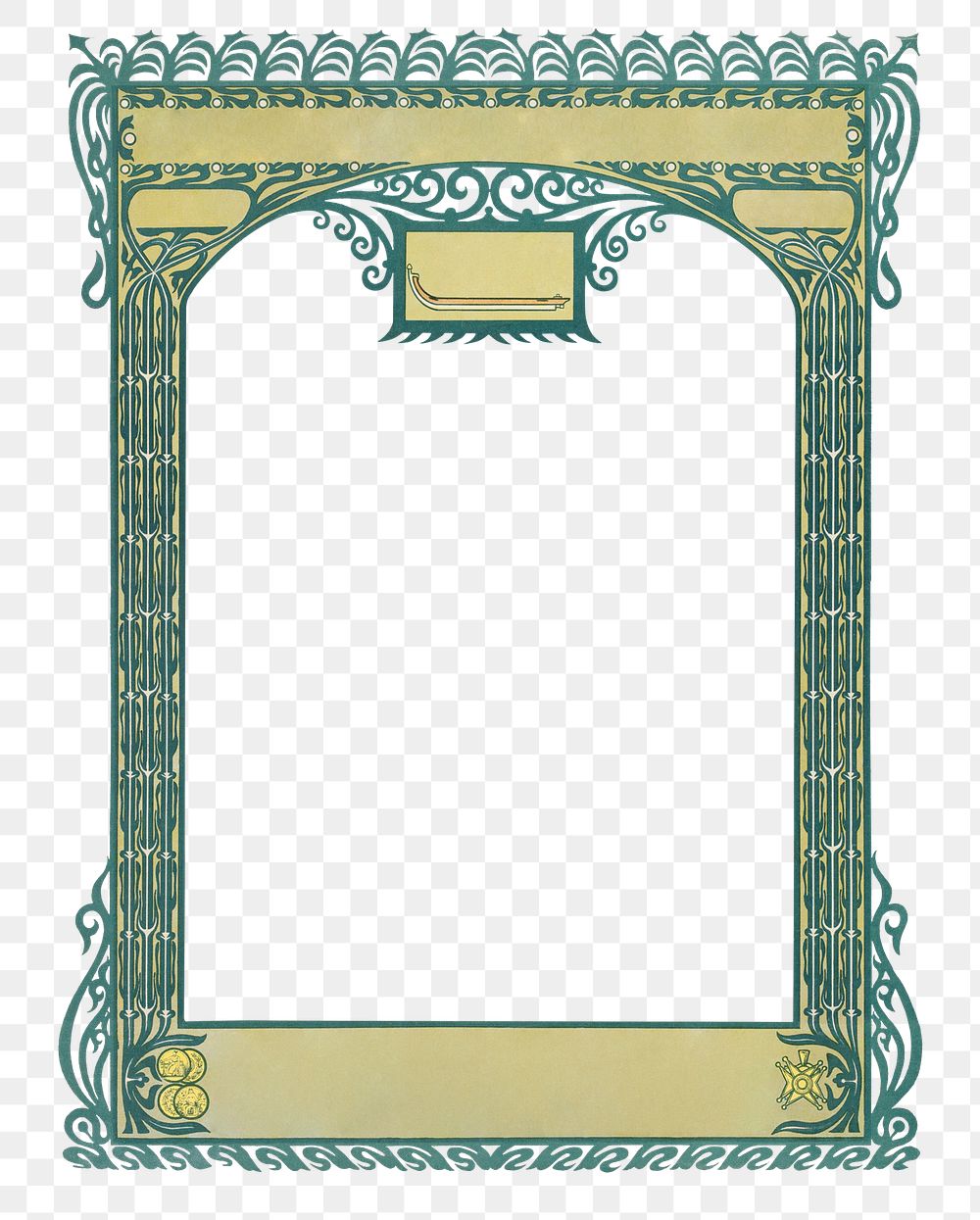Frame png with vintage green border, remixed from the artworks by Johann Georg van Caspel