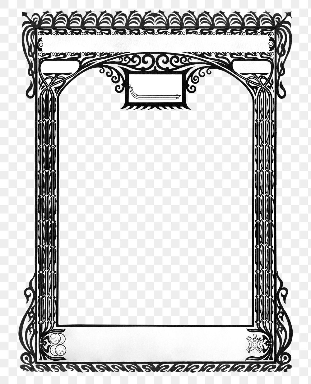Frame png with vintage black border, remixed from the artworks by Johann Georg van Caspel