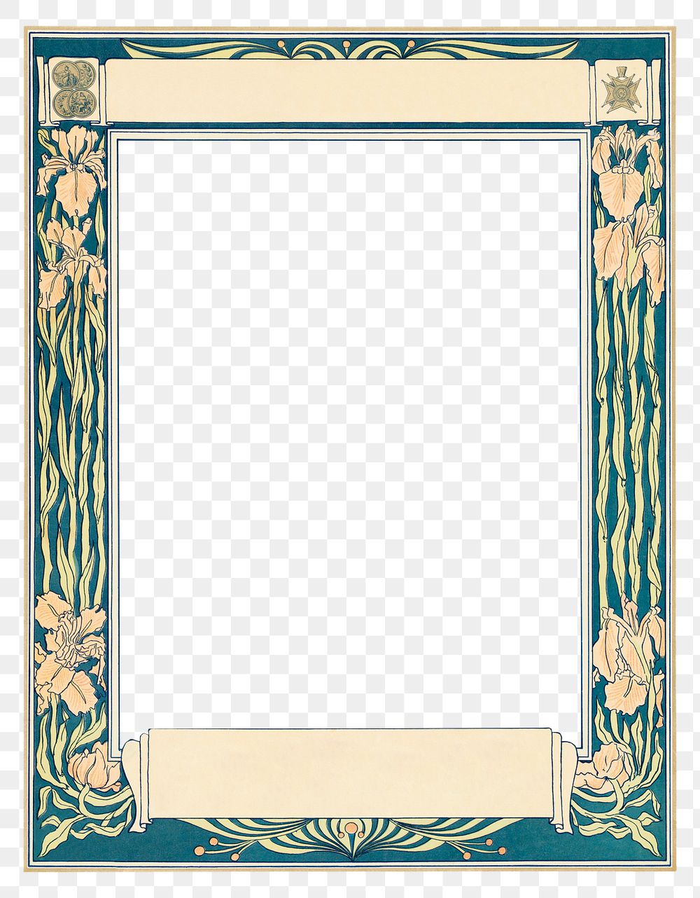 Frame png with vintage green floral border, remixed from the artworks by Johann Georg van Caspel
