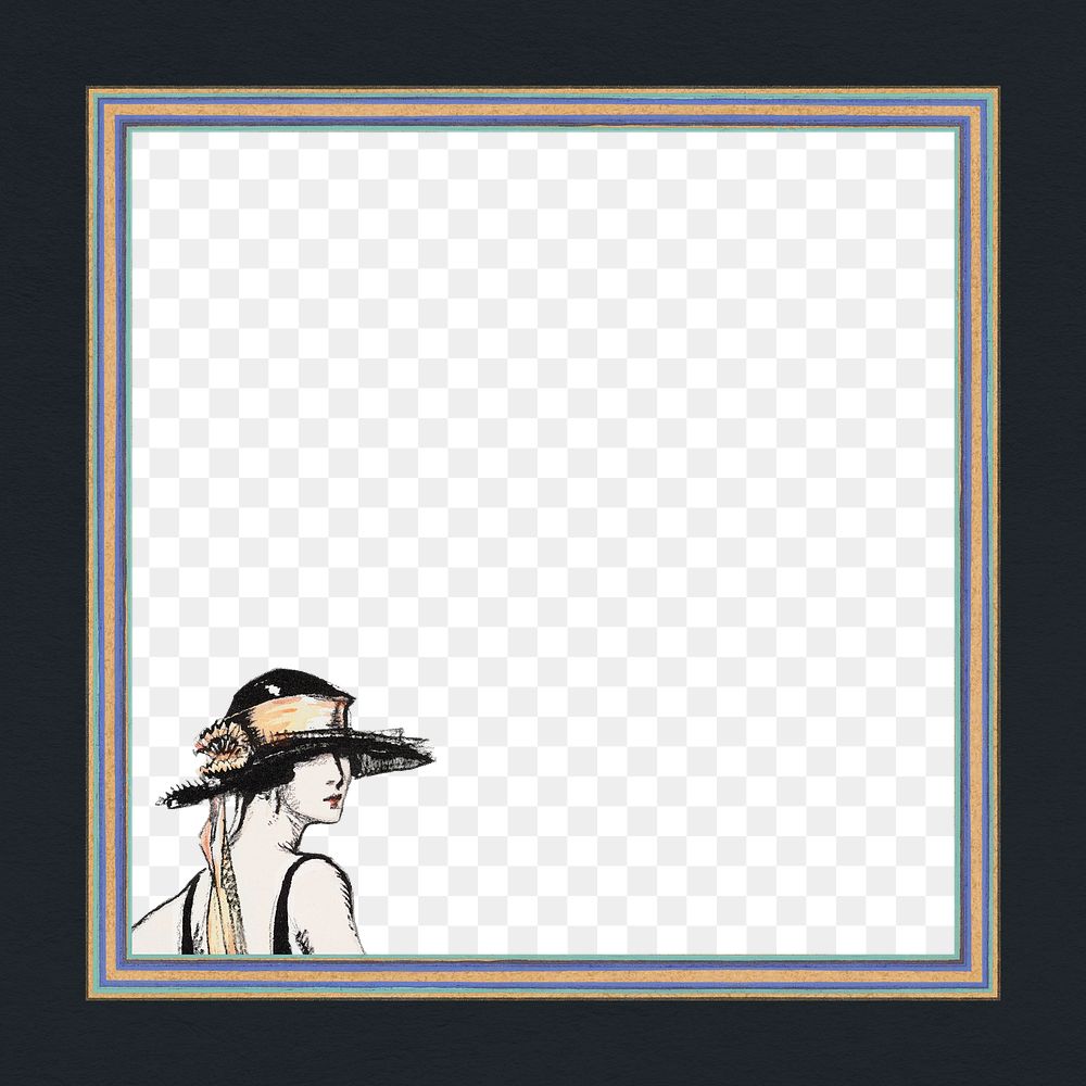 Frame png with vintage women fashion border, remixed from the artworks by Bernard Boutet de Monvel