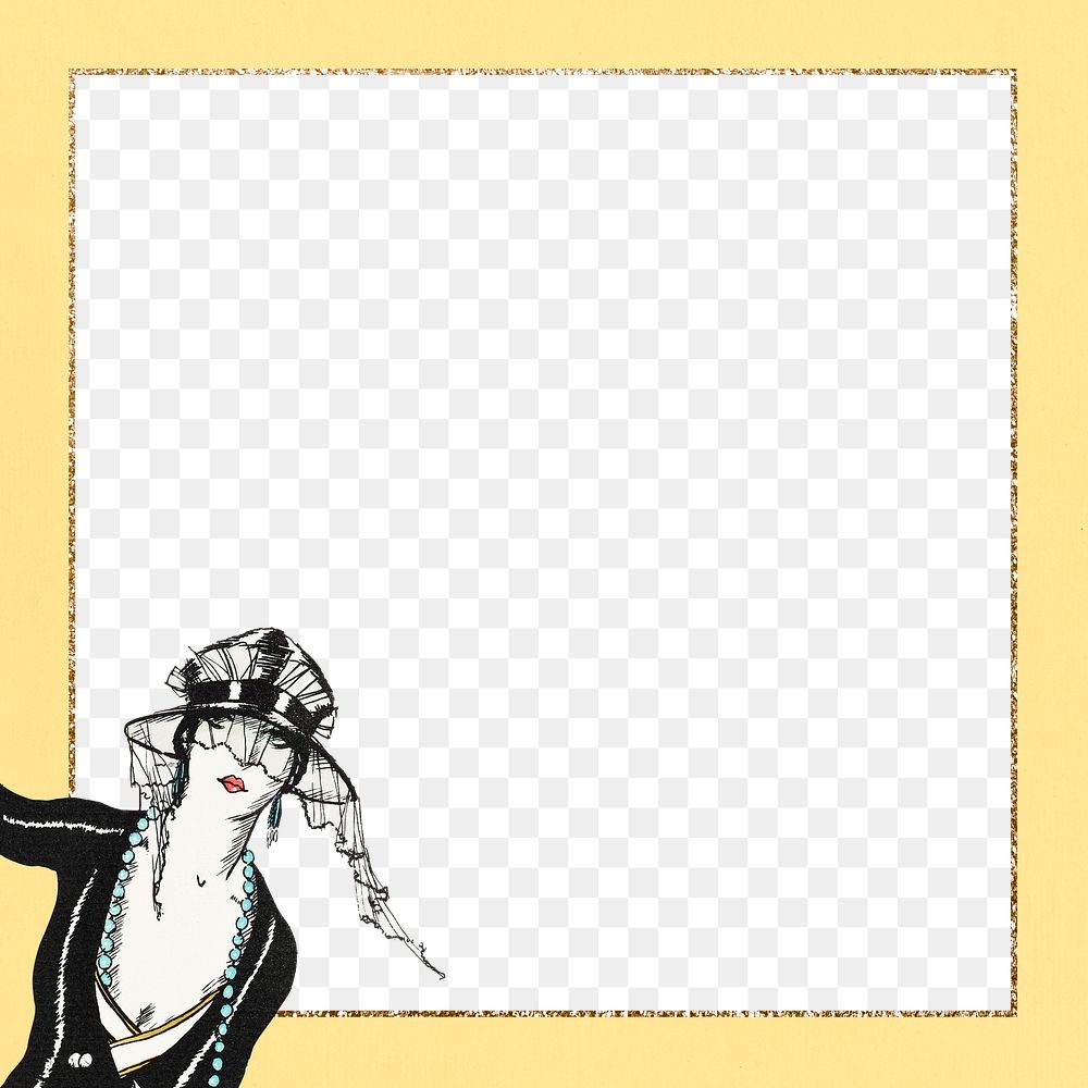 Frame png with vintage women fashion border, remixed from the artworks by Porter Woodruff