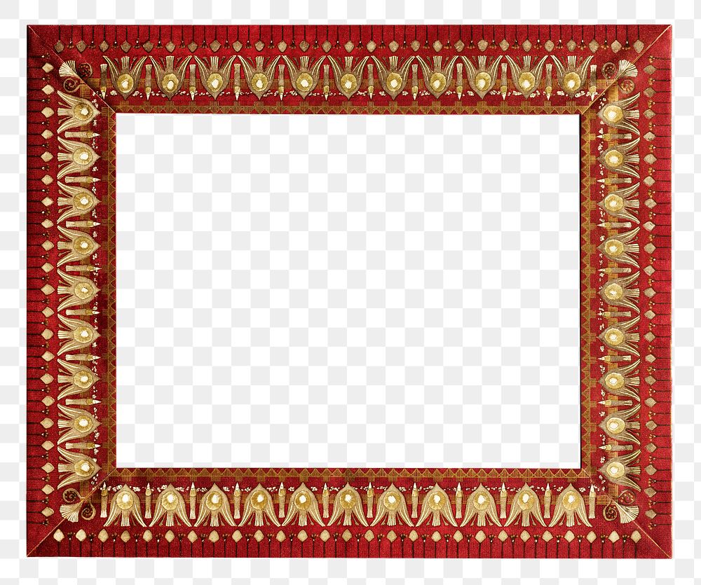 Antique red and gold png ornate photo frame