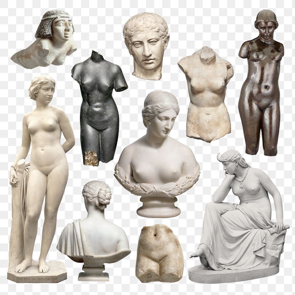 Antique nude torso png sculpture collection