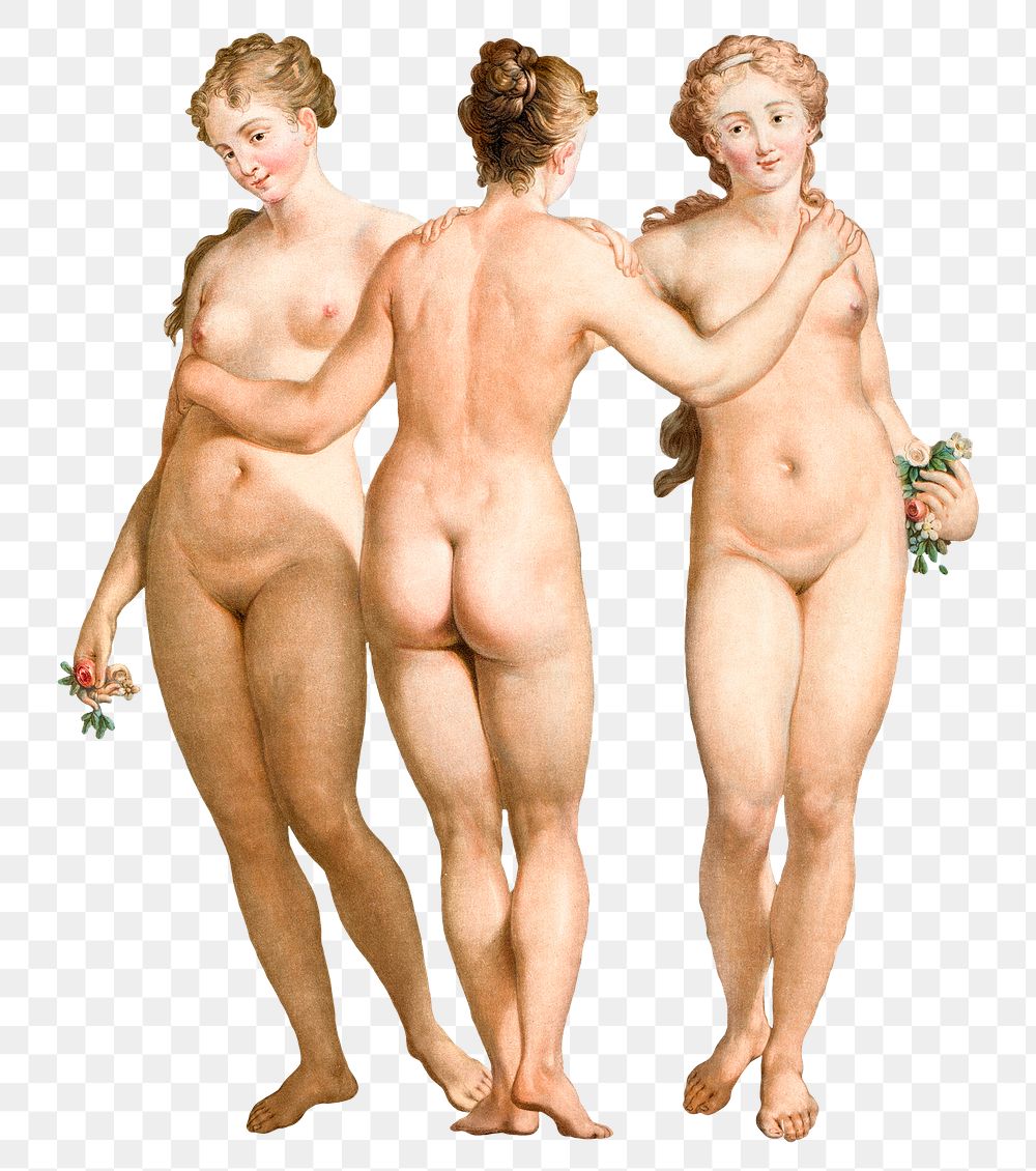 Vintage nude women png illustration, remix from artworks by Jean Fran&ccedil;ois Janinet