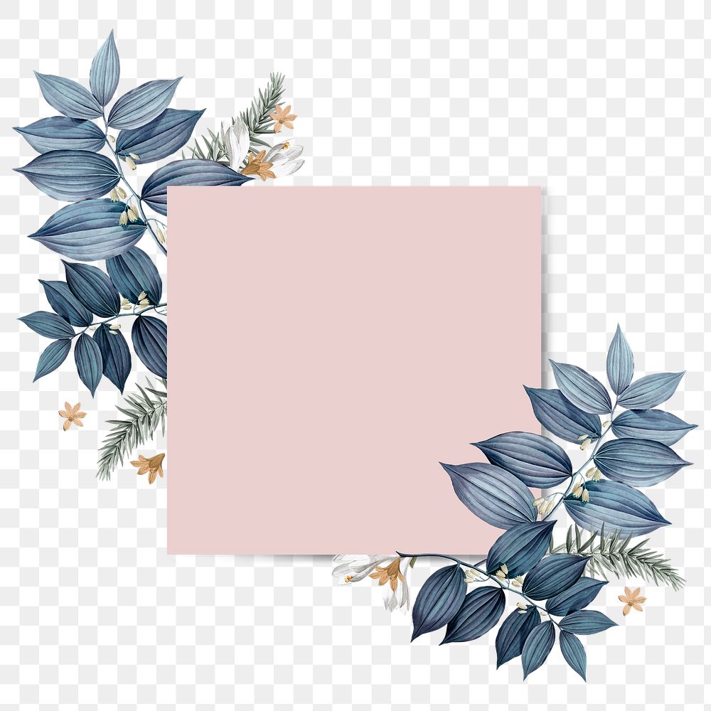 Pink floral blank square card design element