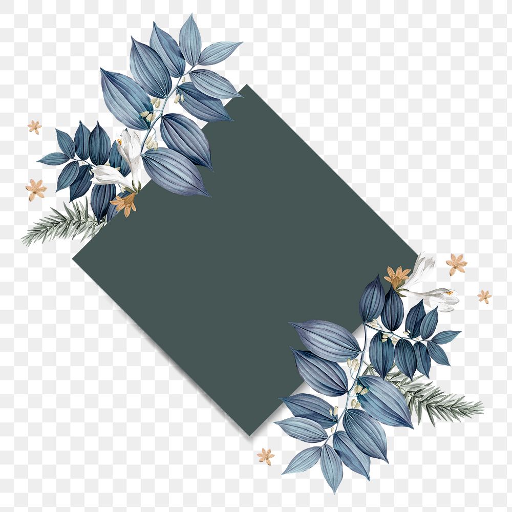 Green floral blank square card design element