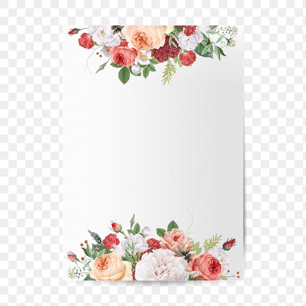 Floral wedding invitation mockup transparent png