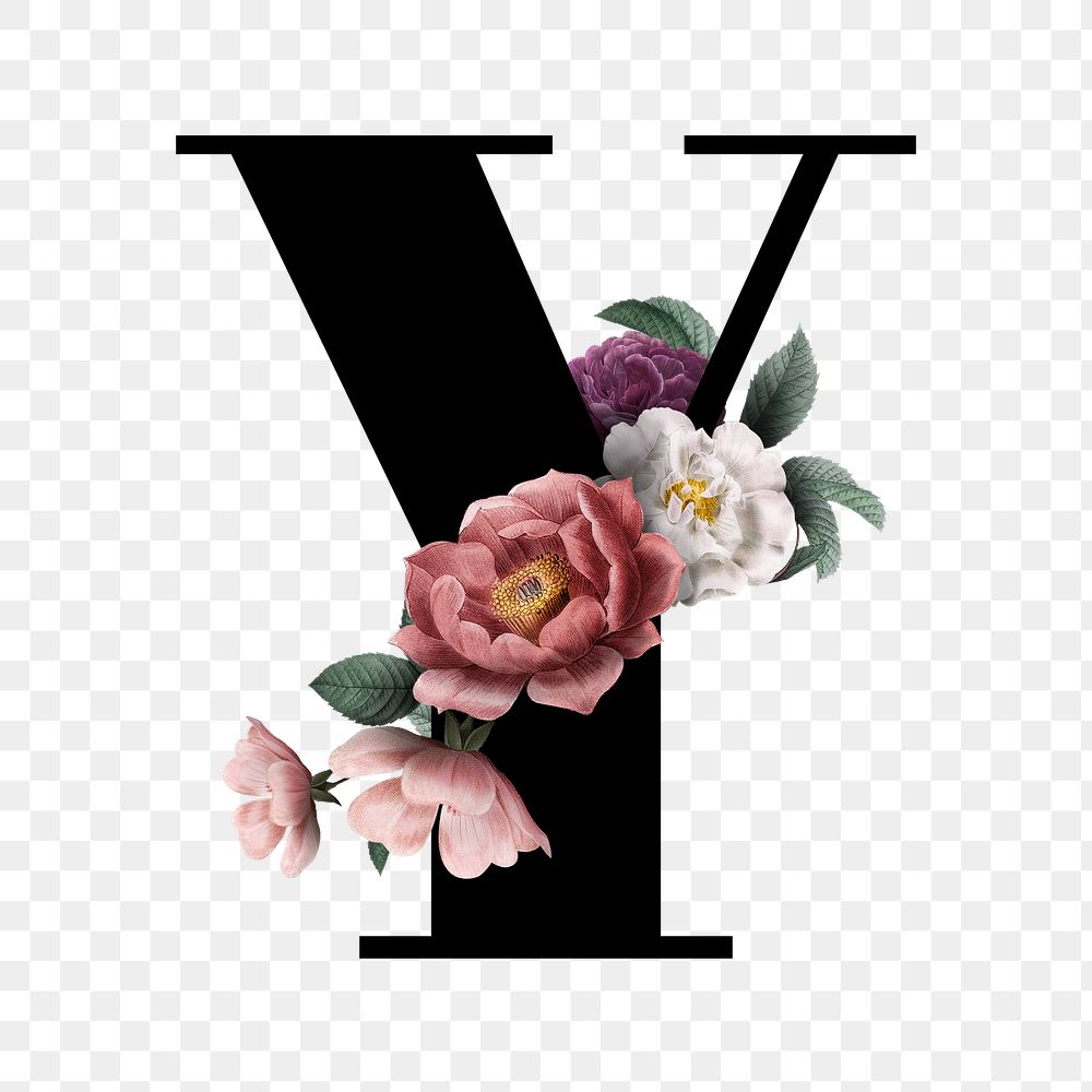 Classic and elegant floral alphabet font letter Y transparent png
