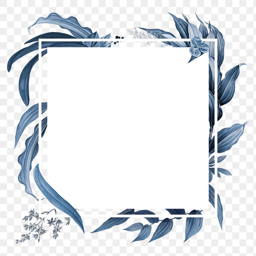 Empty frame with blue leaves design element