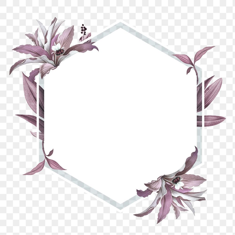 Empty wedding frame with purple leaves design element